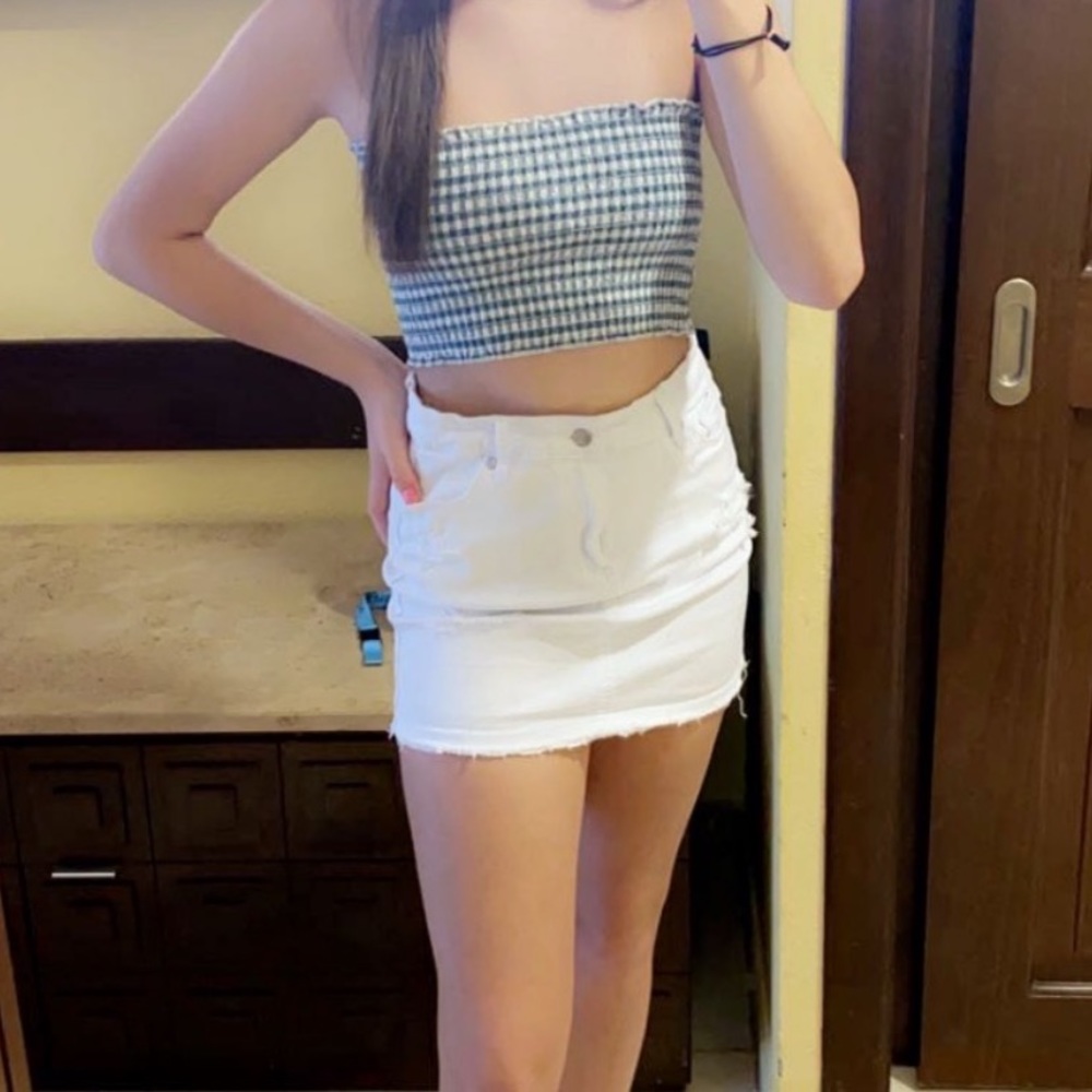 White hollister Jean skirt